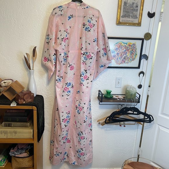 VTG Kimono/Robe Pink Floral 100% Cotton - Picture 5 of 5